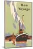 Art Deco Ocean Liner, Bon Voyage-null-Mounted Art Print