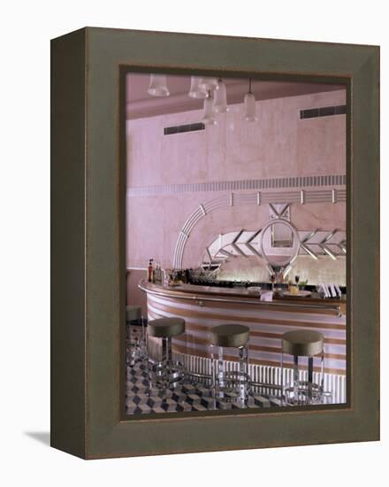 Art Deco Period Bar Area, Usha Kiran Palace Hotel, Gwalior, Madhya Pradesh State, India-John Henry Claude Wilson-Framed Premier Image Canvas