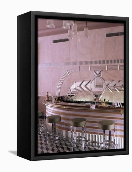 Art Deco Period Bar Area, Usha Kiran Palace Hotel, Gwalior, Madhya Pradesh State, India-John Henry Claude Wilson-Framed Premier Image Canvas