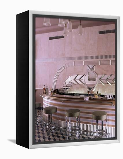 Art Deco Period Bar Area, Usha Kiran Palace Hotel, Gwalior, Madhya Pradesh State, India-John Henry Claude Wilson-Framed Premier Image Canvas