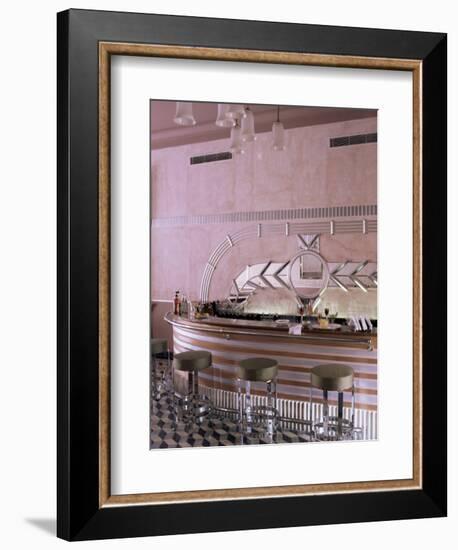 Art Deco Period Bar Area, Usha Kiran Palace Hotel, Gwalior, Madhya Pradesh State, India-John Henry Claude Wilson-Framed Photographic Print