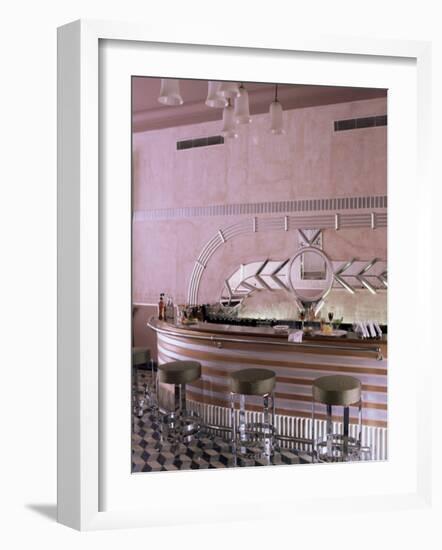 Art Deco Period Bar Area, Usha Kiran Palace Hotel, Gwalior, Madhya Pradesh State, India-John Henry Claude Wilson-Framed Photographic Print