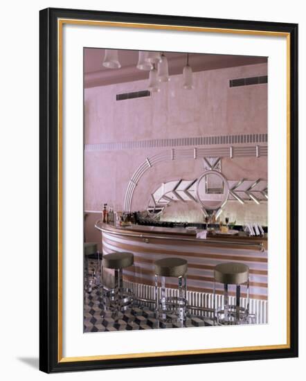 Art Deco Period Bar Area, Usha Kiran Palace Hotel, Gwalior, Madhya Pradesh State, India-John Henry Claude Wilson-Framed Photographic Print