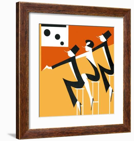 Art Deco Smartly Dressed People Smoking at a Bar.-null-Framed Giclee Print