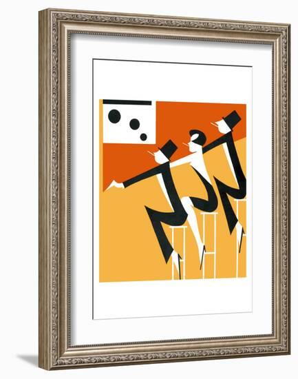 Art Deco Smartly Dressed People Smoking at a Bar.-null-Framed Art Print