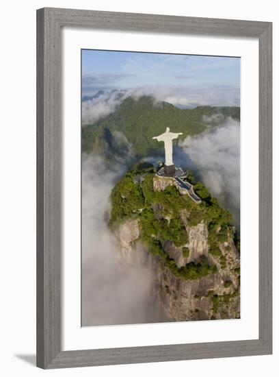 Art Deco Statue of Jesus,On Corcovado Mountain, Rio de Janeiro, Brazil-Peter Adams-Framed Photographic Print