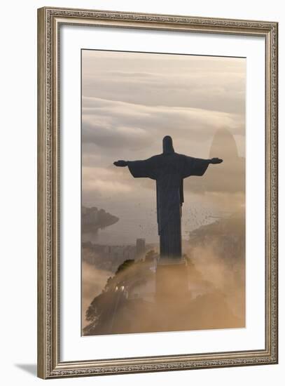 Art Deco Statue of Jesus,On Corcovado Mountain, Rio de Janeiro, Brazil-Peter Adams-Framed Photographic Print