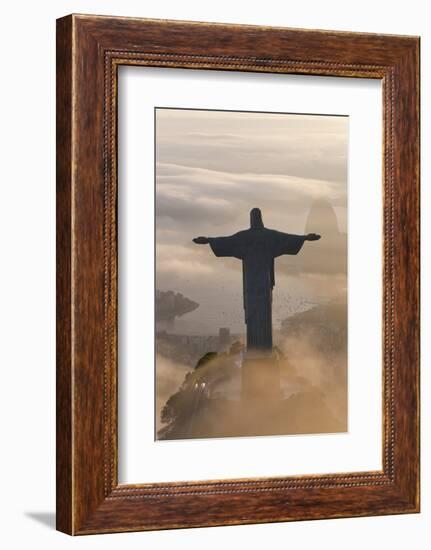 Art Deco Statue of Jesus,On Corcovado Mountain, Rio de Janeiro, Brazil-Peter Adams-Framed Photographic Print