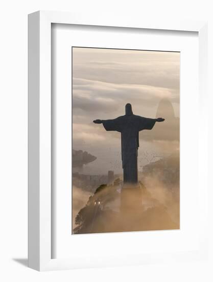 Art Deco Statue of Jesus,On Corcovado Mountain, Rio de Janeiro, Brazil-Peter Adams-Framed Photographic Print