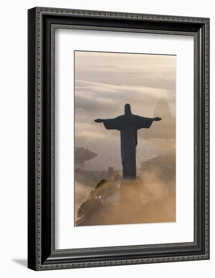 Art Deco Statue of Jesus,On Corcovado Mountain, Rio de Janeiro, Brazil-Peter Adams-Framed Photographic Print