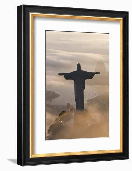 Art Deco Statue of Jesus,On Corcovado Mountain, Rio de Janeiro, Brazil-Peter Adams-Framed Photographic Print