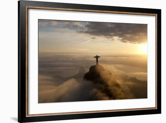 Art Deco Statue of Jesus,On Corcovado Mountain, Rio de Janeiro, Brazil-Peter Adams-Framed Photographic Print