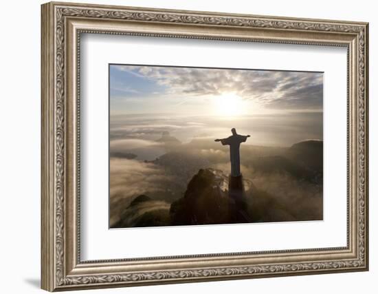 Art Deco Statue of Jesus,On Corcovado Mountain, Rio de Janeiro, Brazil-Peter Adams-Framed Photographic Print