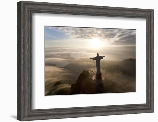 Art Deco Statue of Jesus,On Corcovado Mountain, Rio de Janeiro, Brazil-Peter Adams-Framed Photographic Print