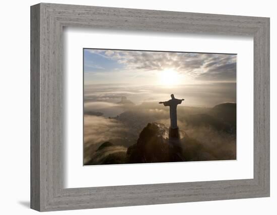 Art Deco Statue of Jesus,On Corcovado Mountain, Rio de Janeiro, Brazil-Peter Adams-Framed Photographic Print