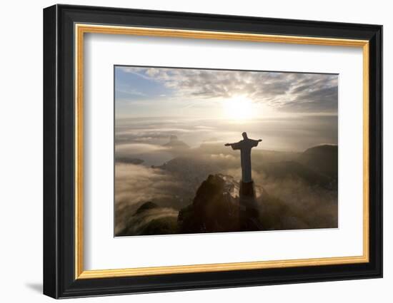 Art Deco Statue of Jesus,On Corcovado Mountain, Rio de Janeiro, Brazil-Peter Adams-Framed Photographic Print