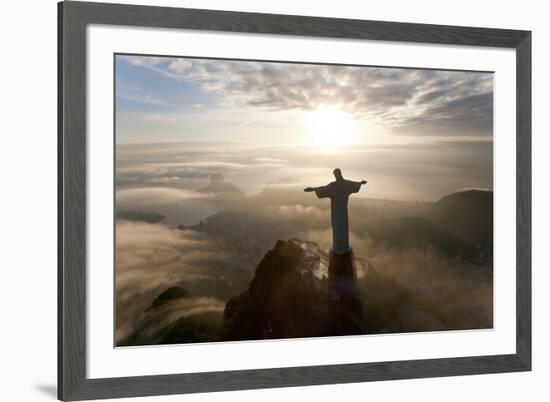 Art Deco Statue of Jesus,On Corcovado Mountain, Rio de Janeiro, Brazil-Peter Adams-Framed Photographic Print