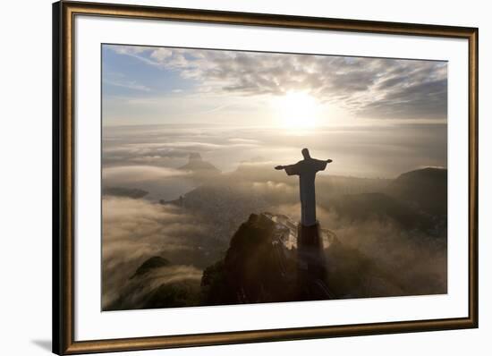 Art Deco Statue of Jesus,On Corcovado Mountain, Rio de Janeiro, Brazil-Peter Adams-Framed Photographic Print