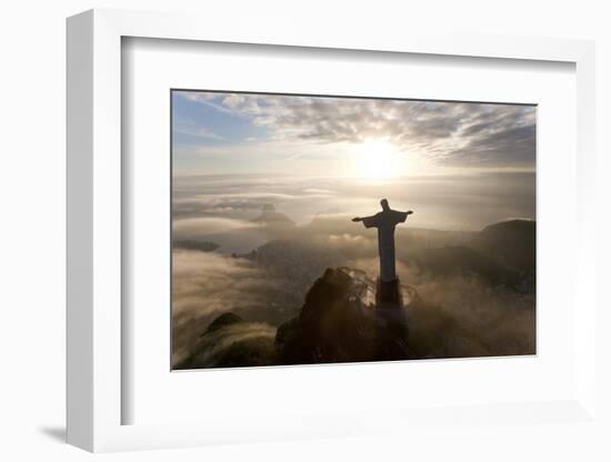 Art Deco Statue of Jesus,On Corcovado Mountain, Rio de Janeiro, Brazil-Peter Adams-Framed Premium Photographic Print