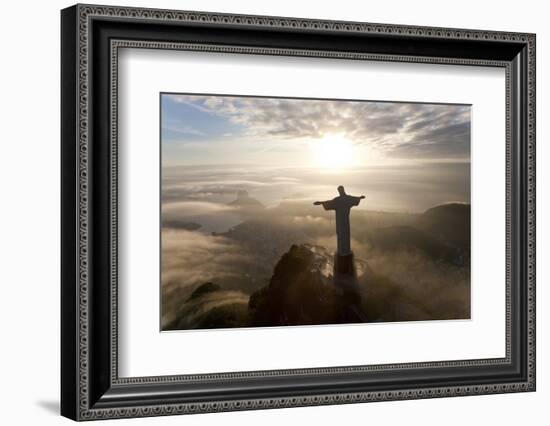 Art Deco Statue of Jesus,On Corcovado Mountain, Rio de Janeiro, Brazil-Peter Adams-Framed Premium Photographic Print