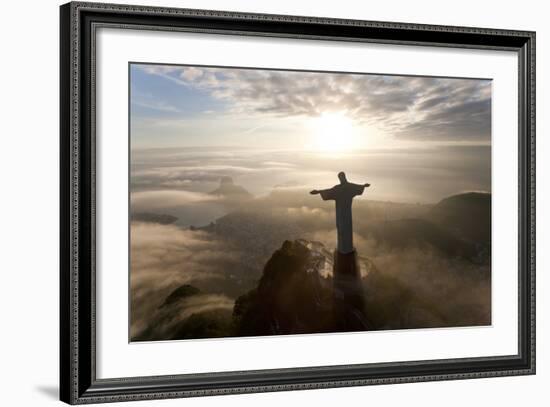 Art Deco Statue of Jesus,On Corcovado Mountain, Rio de Janeiro, Brazil-Peter Adams-Framed Photographic Print