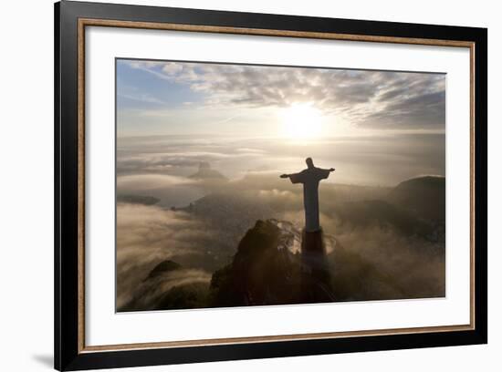 Art Deco Statue of Jesus,On Corcovado Mountain, Rio de Janeiro, Brazil-Peter Adams-Framed Photographic Print