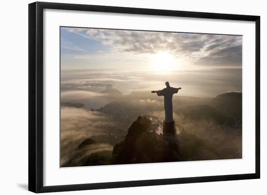 Art Deco Statue of Jesus,On Corcovado Mountain, Rio de Janeiro, Brazil-Peter Adams-Framed Photographic Print