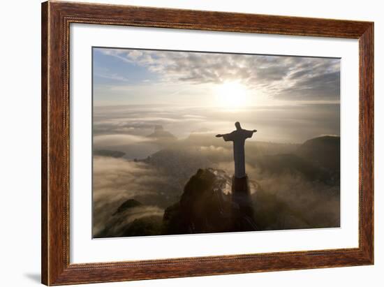 Art Deco Statue of Jesus,On Corcovado Mountain, Rio de Janeiro, Brazil-Peter Adams-Framed Photographic Print