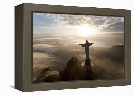 Art Deco Statue of Jesus,On Corcovado Mountain, Rio de Janeiro, Brazil-Peter Adams-Framed Premier Image Canvas