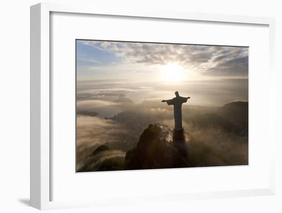 Art Deco Statue of Jesus,On Corcovado Mountain, Rio de Janeiro, Brazil-Peter Adams-Framed Photographic Print