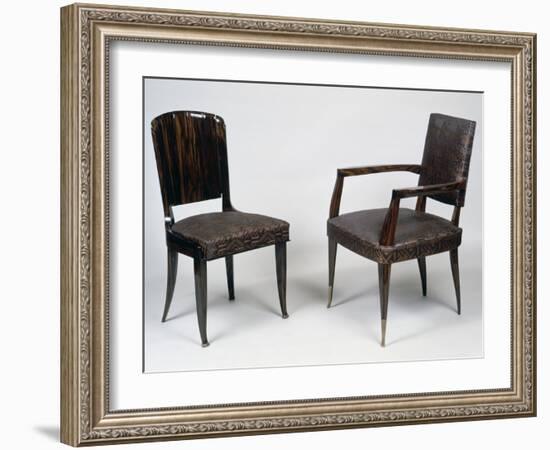 Art Deco Style Armchair and Chair, 1928-1930-Jacques-emile Ruhlmann-Framed Giclee Print