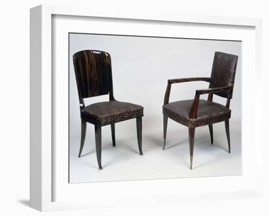 Art Deco Style Armchair and Chair, 1928-1930-Jacques-emile Ruhlmann-Framed Giclee Print