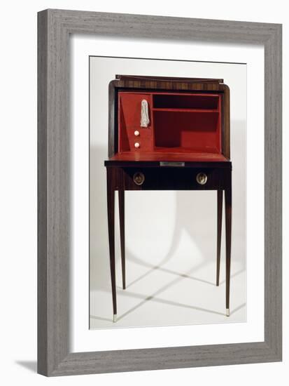 Art Deco Style Drop Leaf Desk, with Long Slender Legs, Macassar Ebony, Ivory, Red Leather Interior-Jacques-emile Ruhlmann-Framed Giclee Print