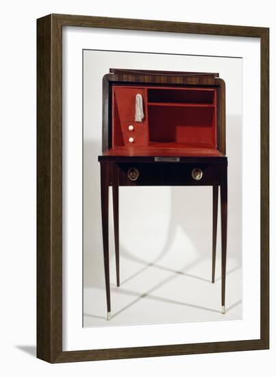 Art Deco Style Drop Leaf Desk, with Long Slender Legs, Macassar Ebony, Ivory, Red Leather Interior-Jacques-emile Ruhlmann-Framed Giclee Print