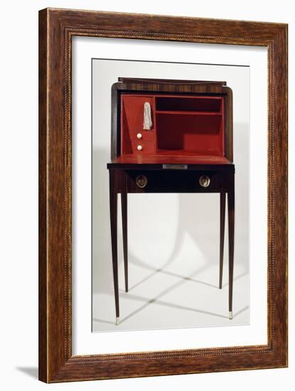 Art Deco Style Drop Leaf Desk, with Long Slender Legs, Macassar Ebony, Ivory, Red Leather Interior-Jacques-emile Ruhlmann-Framed Giclee Print