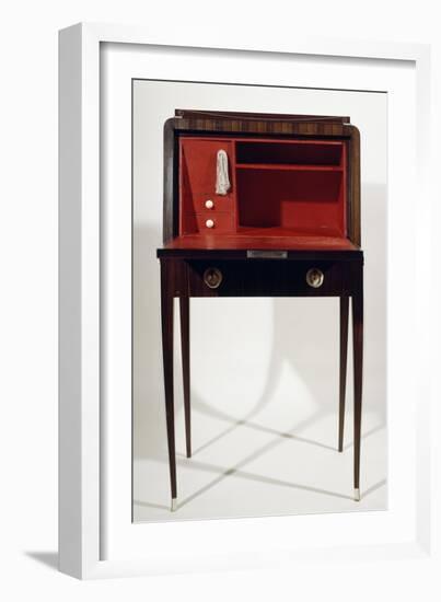 Art Deco Style Drop Leaf Desk, with Long Slender Legs, Macassar Ebony, Ivory, Red Leather Interior-Jacques-emile Ruhlmann-Framed Giclee Print