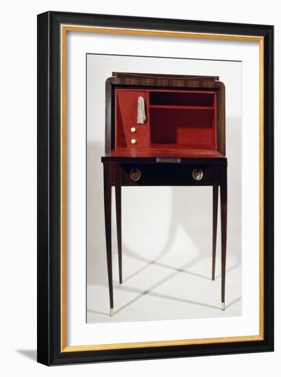 Art Deco Style Drop Leaf Desk, with Long Slender Legs, Macassar Ebony, Ivory, Red Leather Interior-Jacques-emile Ruhlmann-Framed Giclee Print