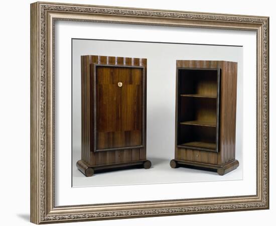 Art Deco Style Mini Bar and Bookcase, Stelcavgo Model, 1928 and 1927-Jacques-emile Ruhlmann-Framed Giclee Print