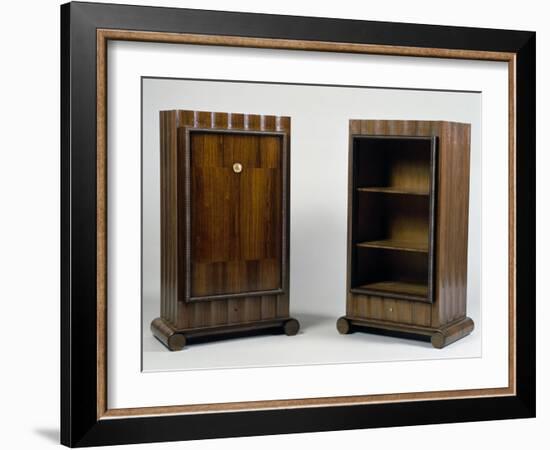 Art Deco Style Mini Bar and Bookcase, Stelcavgo Model, 1928 and 1927-Jacques-emile Ruhlmann-Framed Giclee Print
