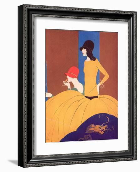 Art Deco Two Women Doing Make Up.-null-Framed Art Print