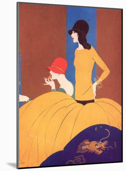 Art Deco Two Women Doing Make Up.-null-Mounted Art Print