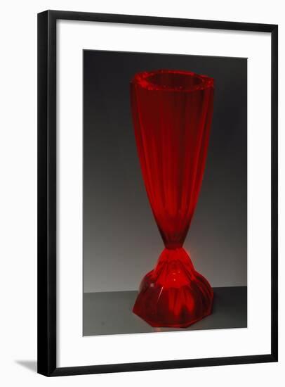 Art Deco Uncut Red Crystal Glasses with Hollow Stems, Ca 1925-null-Framed Giclee Print