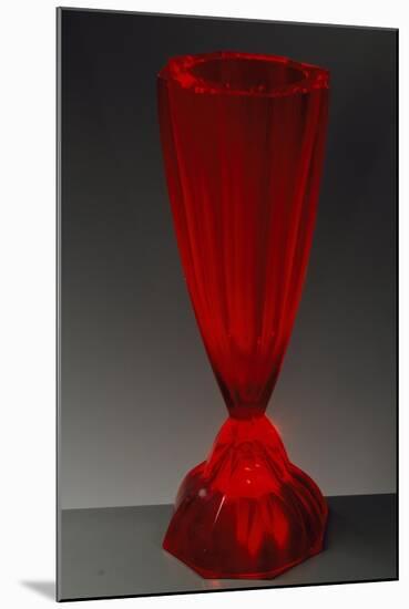 Art Deco Uncut Red Crystal Glasses with Hollow Stems, Ca 1925-null-Mounted Giclee Print