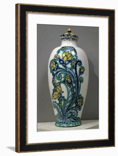 Art Deco Vase with Lid, Enameled Ceramic, Italy-null-Framed Giclee Print