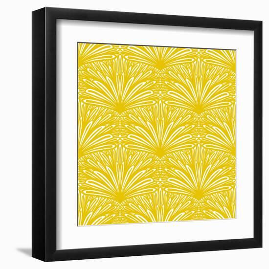 Art Deco Vector Floral Pattern in Gold and White.-tukkki-Framed Art Print