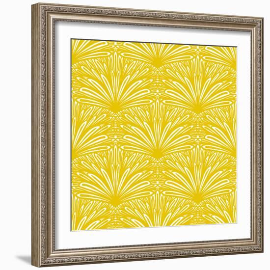 Art Deco Vector Floral Pattern in Gold and White.-tukkki-Framed Art Print