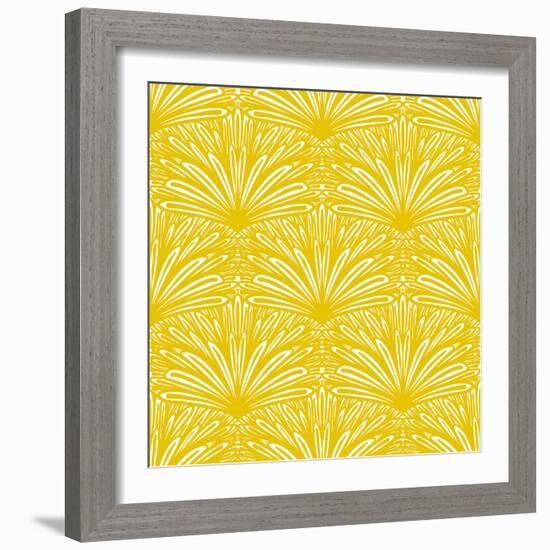 Art Deco Vector Floral Pattern in Gold and White.-tukkki-Framed Art Print