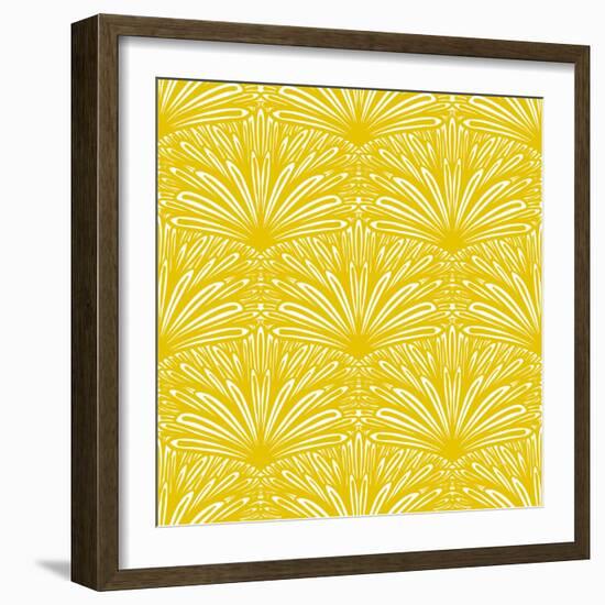 Art Deco Vector Floral Pattern in Gold and White.-tukkki-Framed Art Print