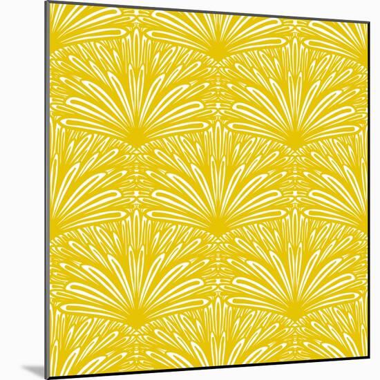 Art Deco Vector Floral Pattern in Gold and White.-tukkki-Mounted Art Print
