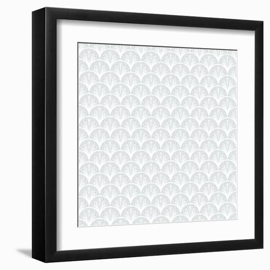 Art Deco Vector Geometric Pattern in Silver White.-tukkki-Framed Art Print